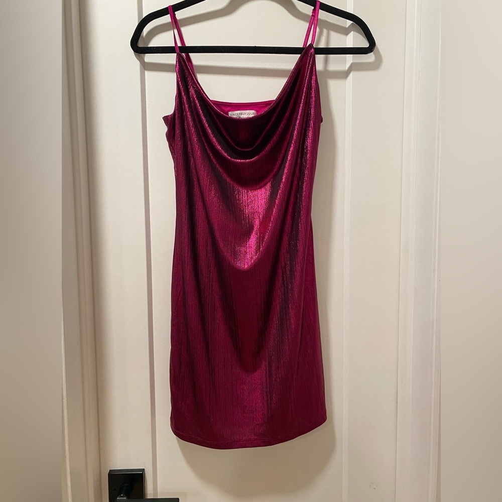 Sincerely Jules Shimmering Fuchsia Mini Dress